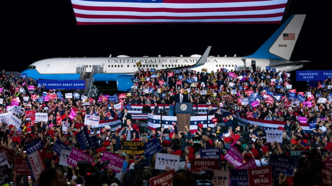 US president Donald Trump at a rally in the state of Missouri