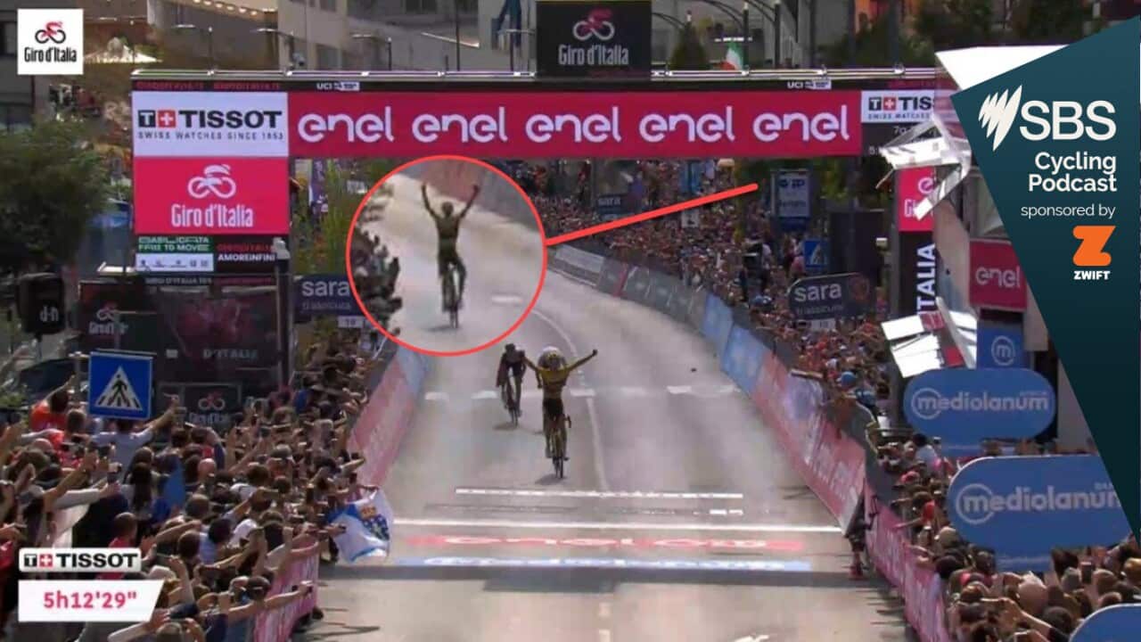 Stage 7 finish - Jumbo Visma celebrates