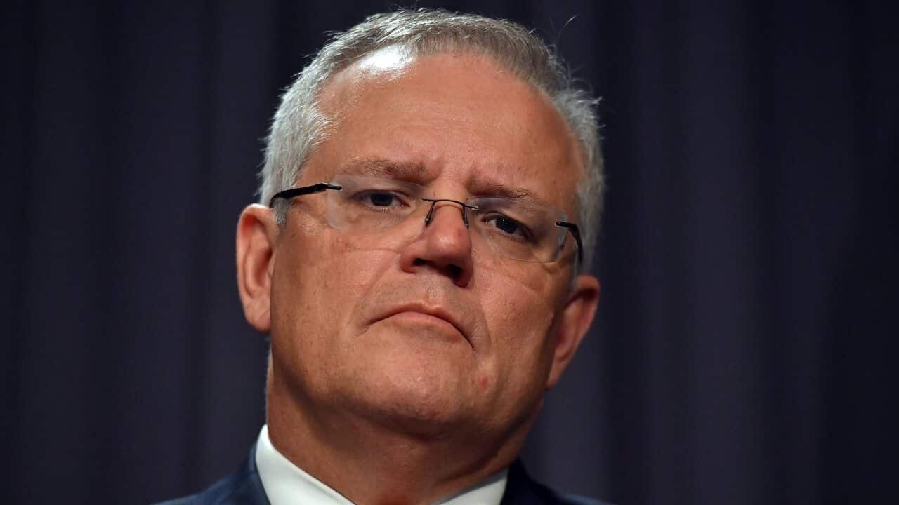 Scott Morrison speaks to the media during a press conference