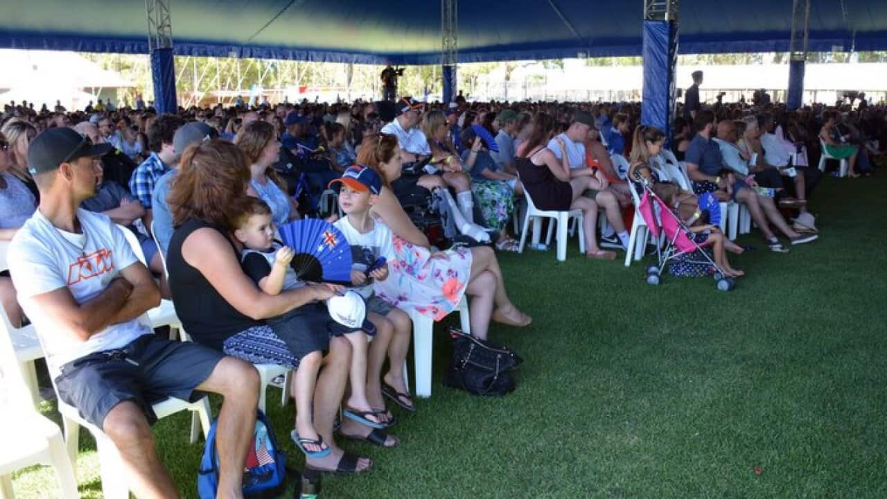 The crowd is seen during an Australia Day citizenship ceremony in the city of Waneroo, in Perth's north, Thursday, Jan. 26, 2017.