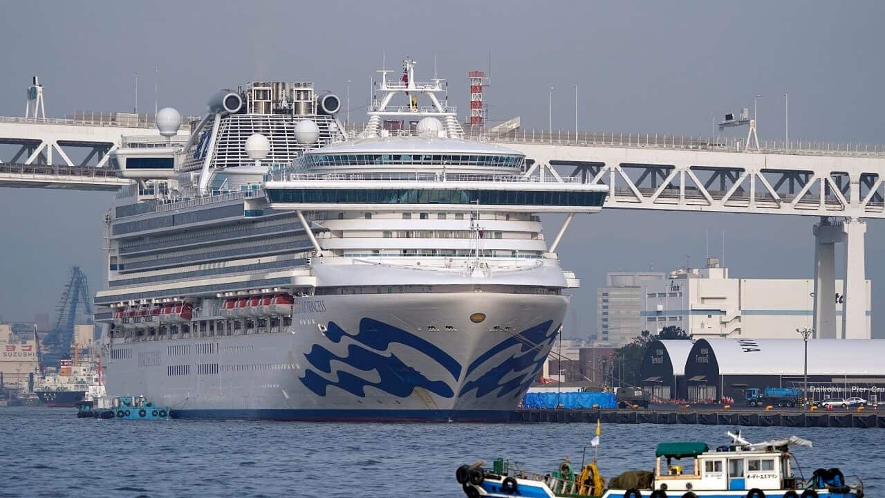 The Diamond Princess cruise ship in Yokohama.