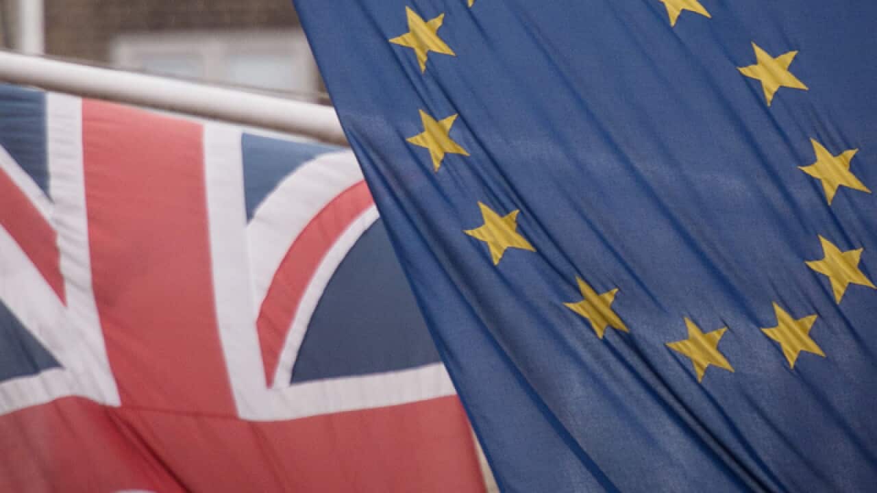 A British and European Union flag