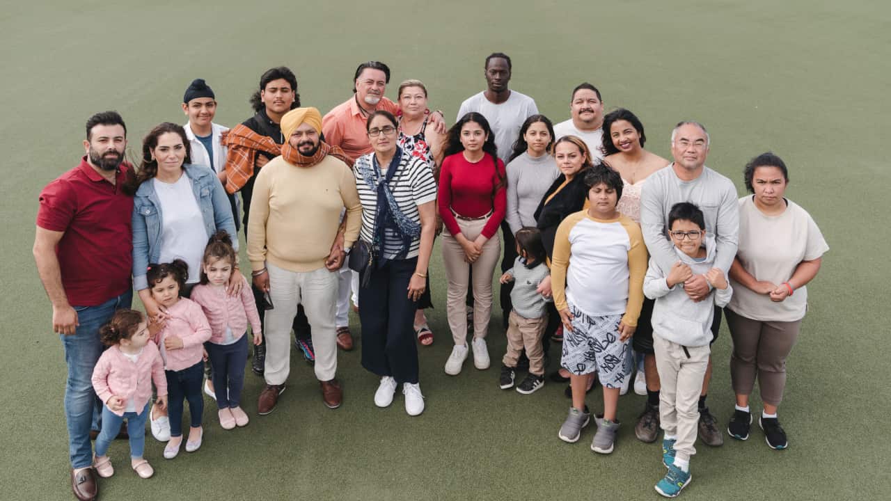 The eight households from diverse cultural backgrounds that take part in the new social experiment, documented in the SBS series, Meet the Neighbours.