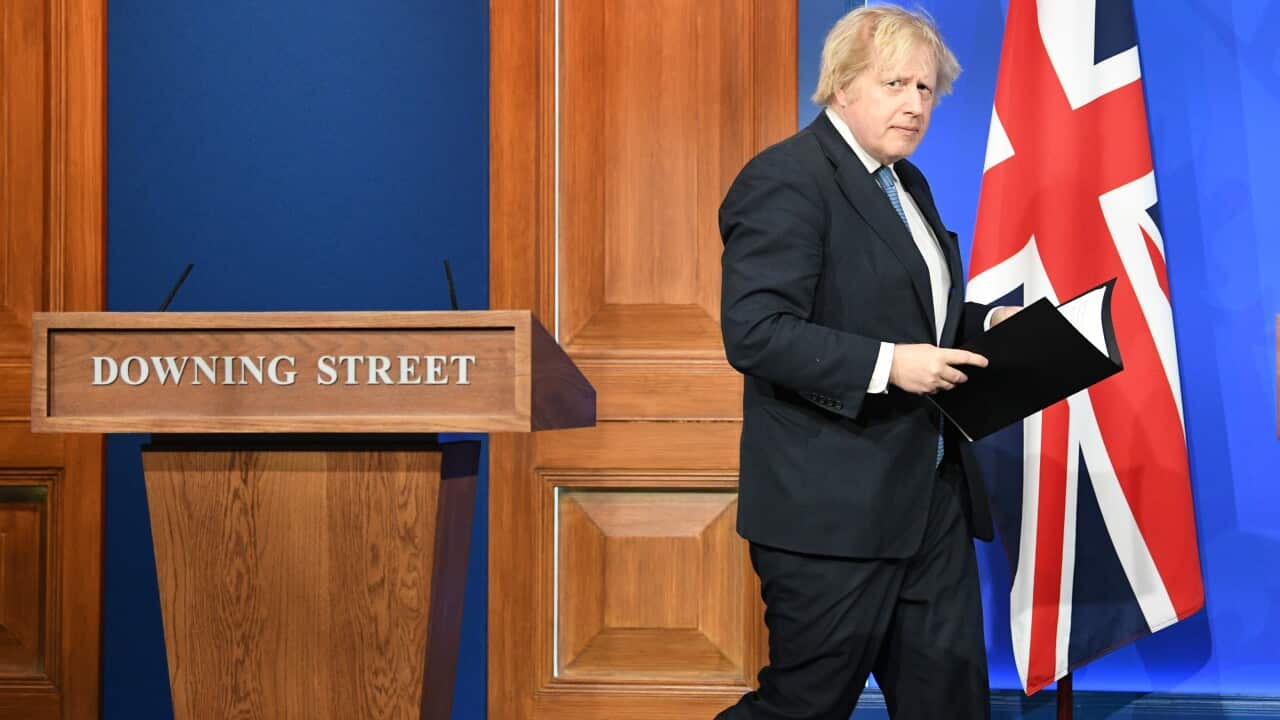 Prime Minister Boris Johnson, arrives for a media briefing in Downing Street, London.