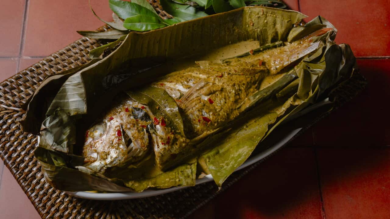 Baked red snapper lemon myrtle curry