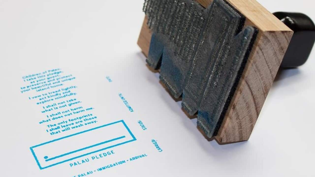 A stamp that show words from the announcement.