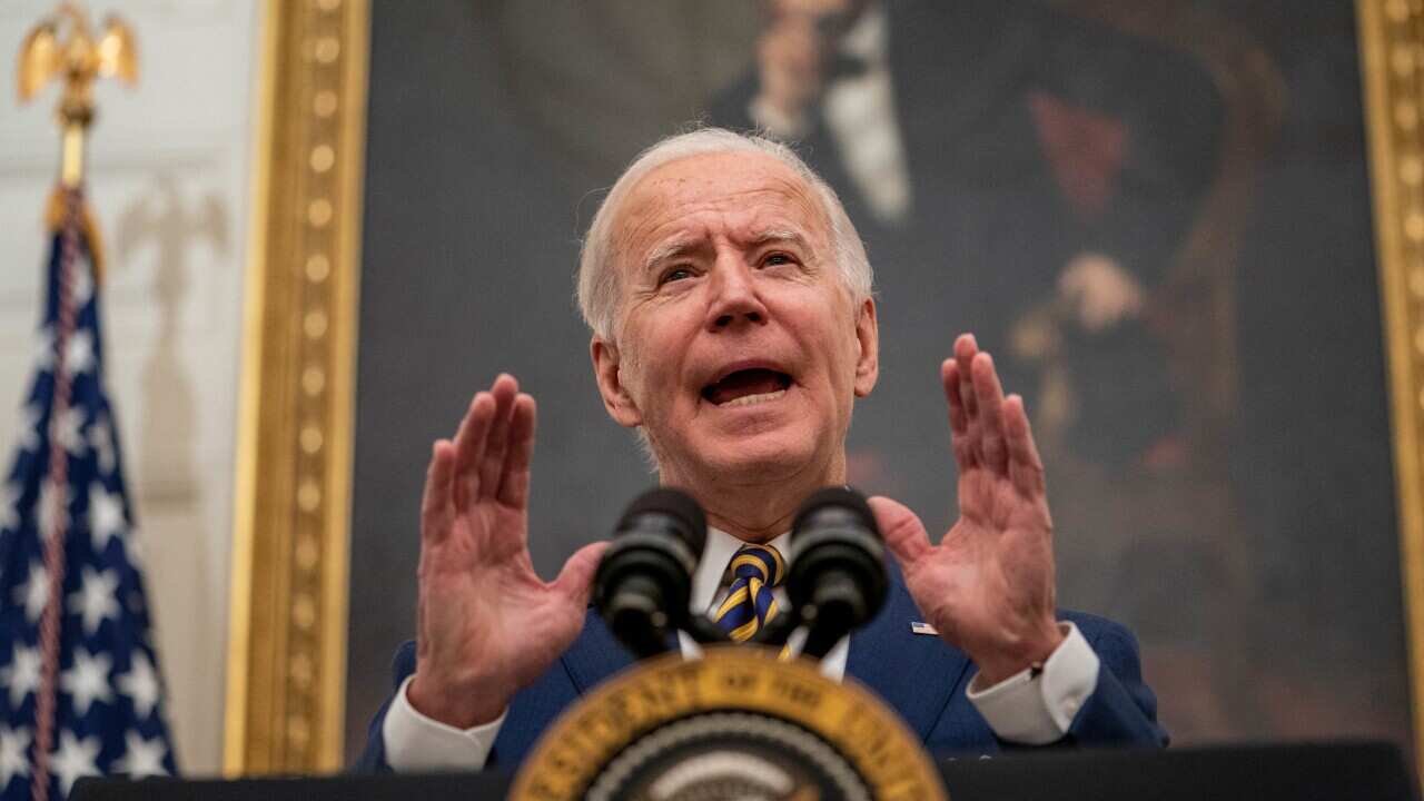 United States President Joe Biden at the White House in Washington, DC on Friday, January 22, 2021.