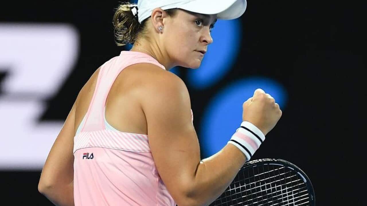 Ashleigh Barty of Australia in action.