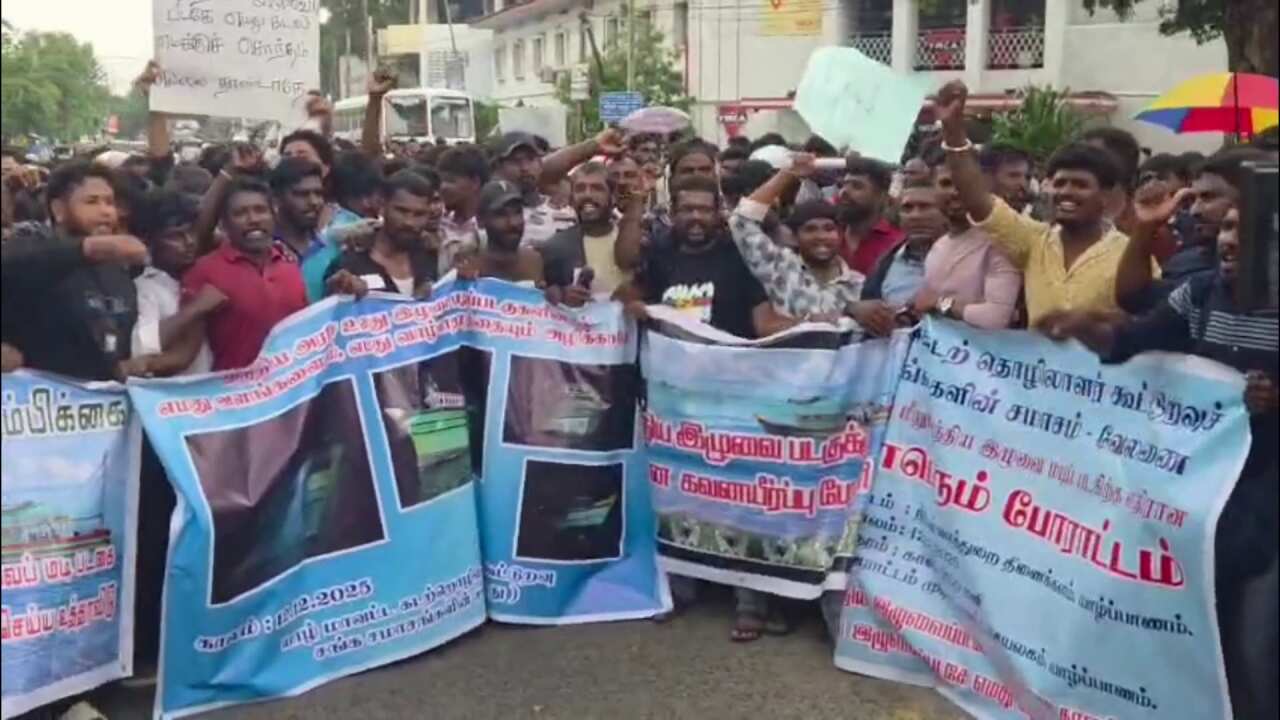 Fishermen protest in Sri Lanka
