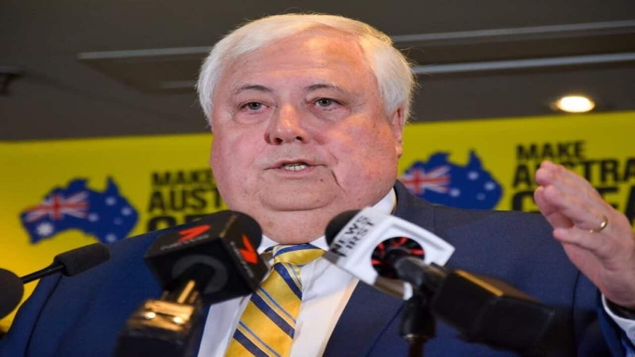 UAP leader Clive Palmer speaks to media in Perth.