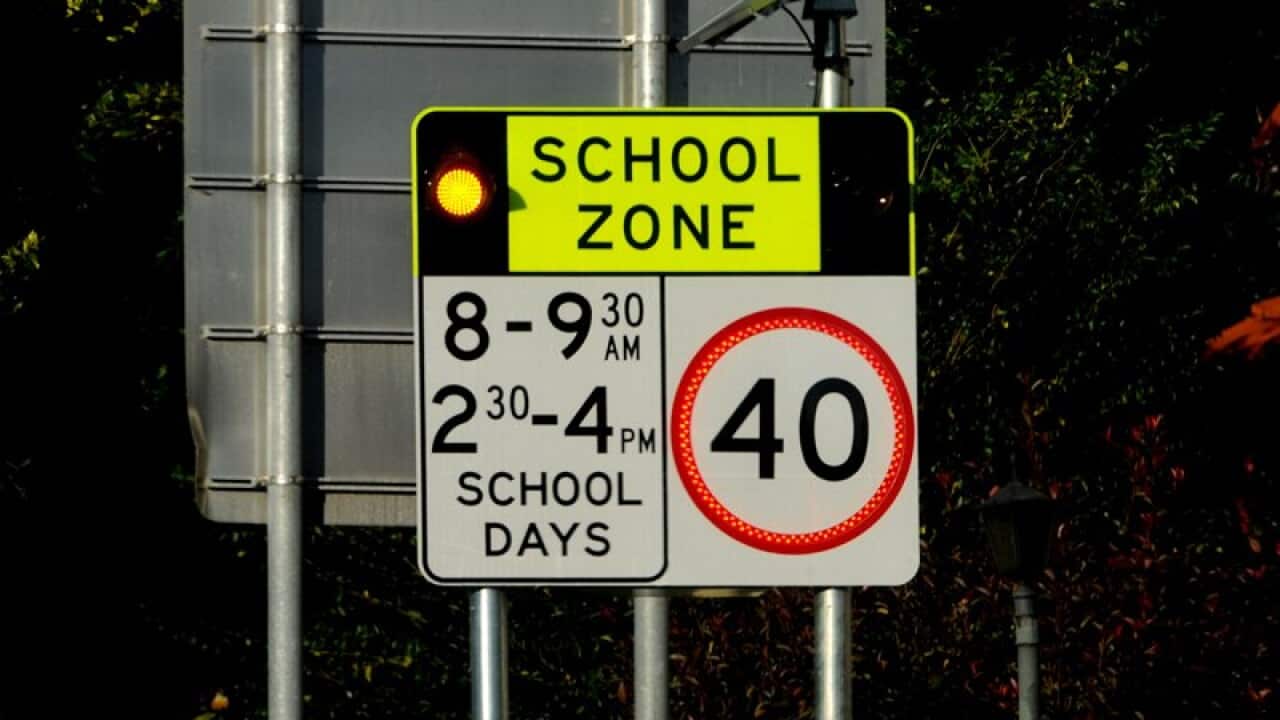 Bango linalo onesha kasi ya gari sehemu za shule mjini Sydney