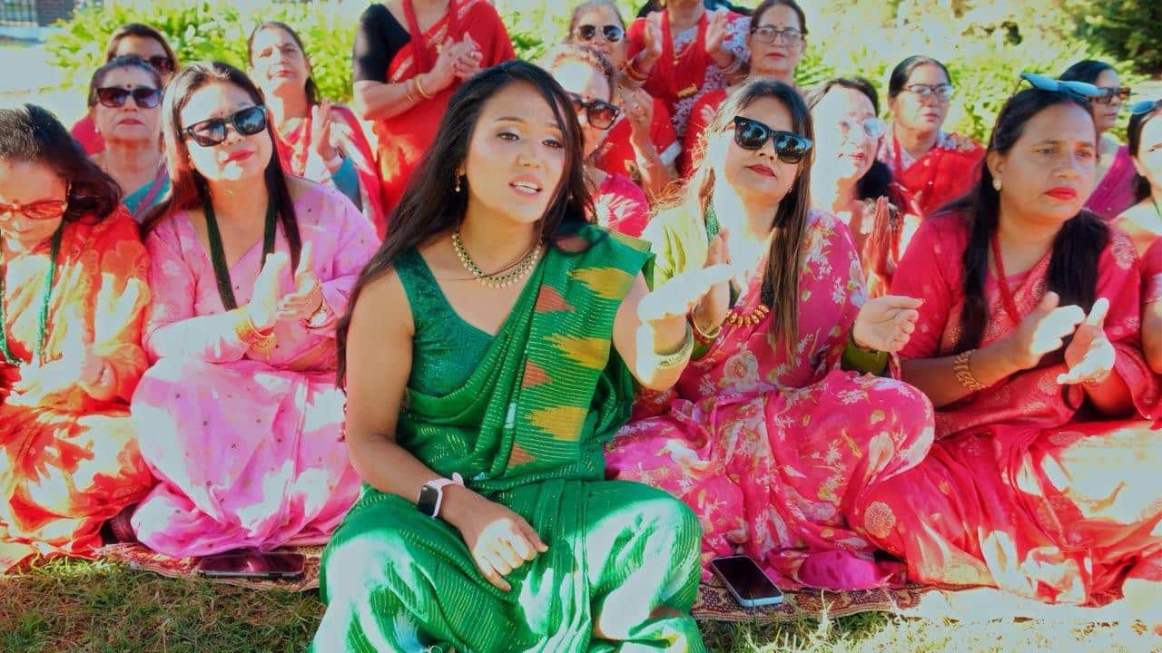 Jenisha Gautam with her daughters Ayusta (Middle) and Akshita (Right).