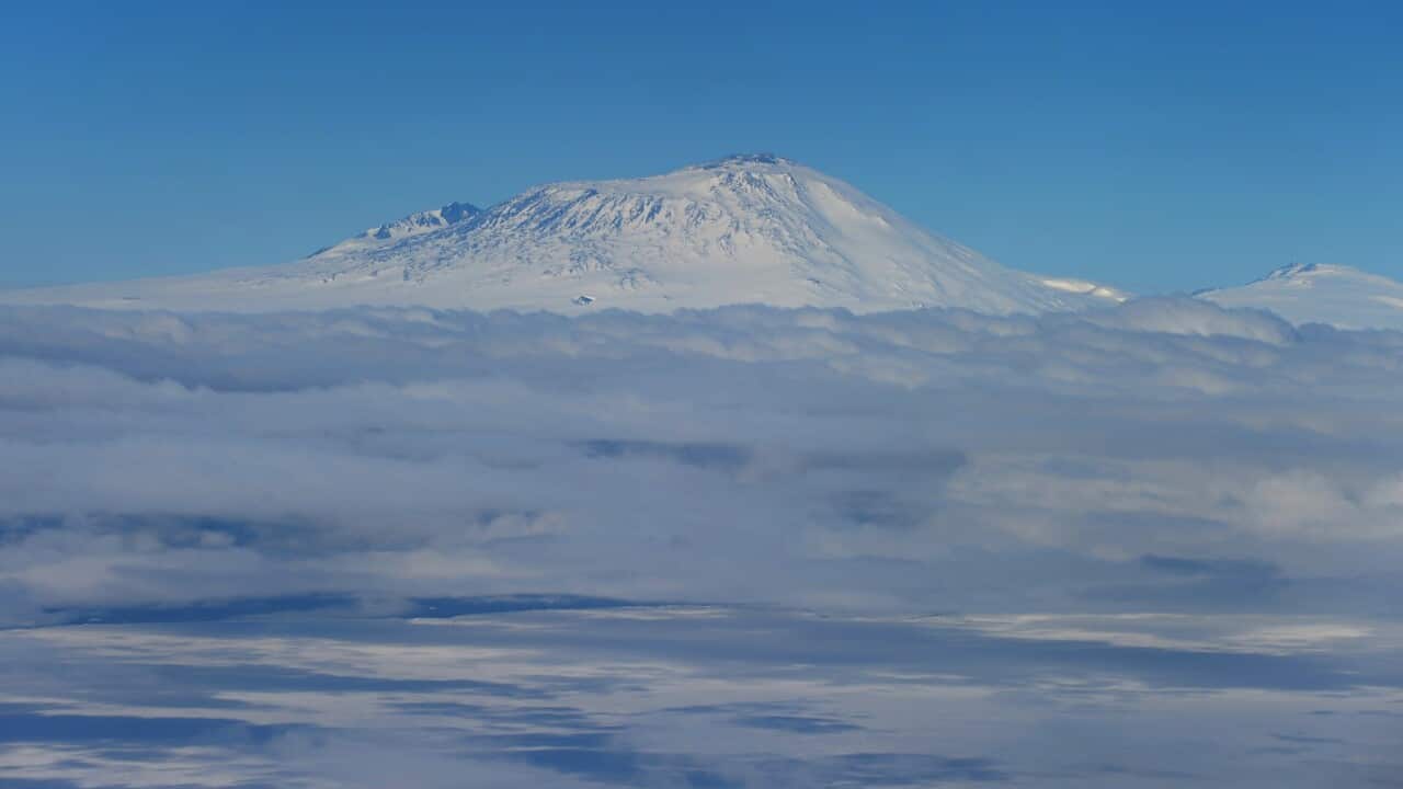 The volcano Mt. Erebus near the U.S Antarctic McMurdo Base.