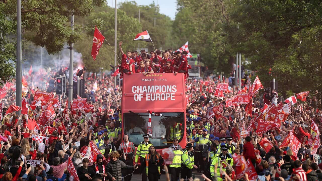 UEFA champions Liverpool celebrate with stunning city parade