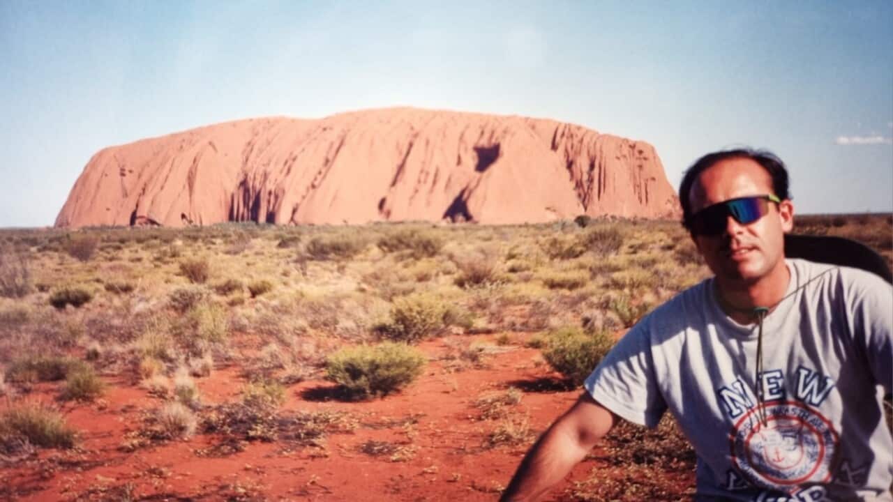 Emilio Lomonaco in front of Uluru