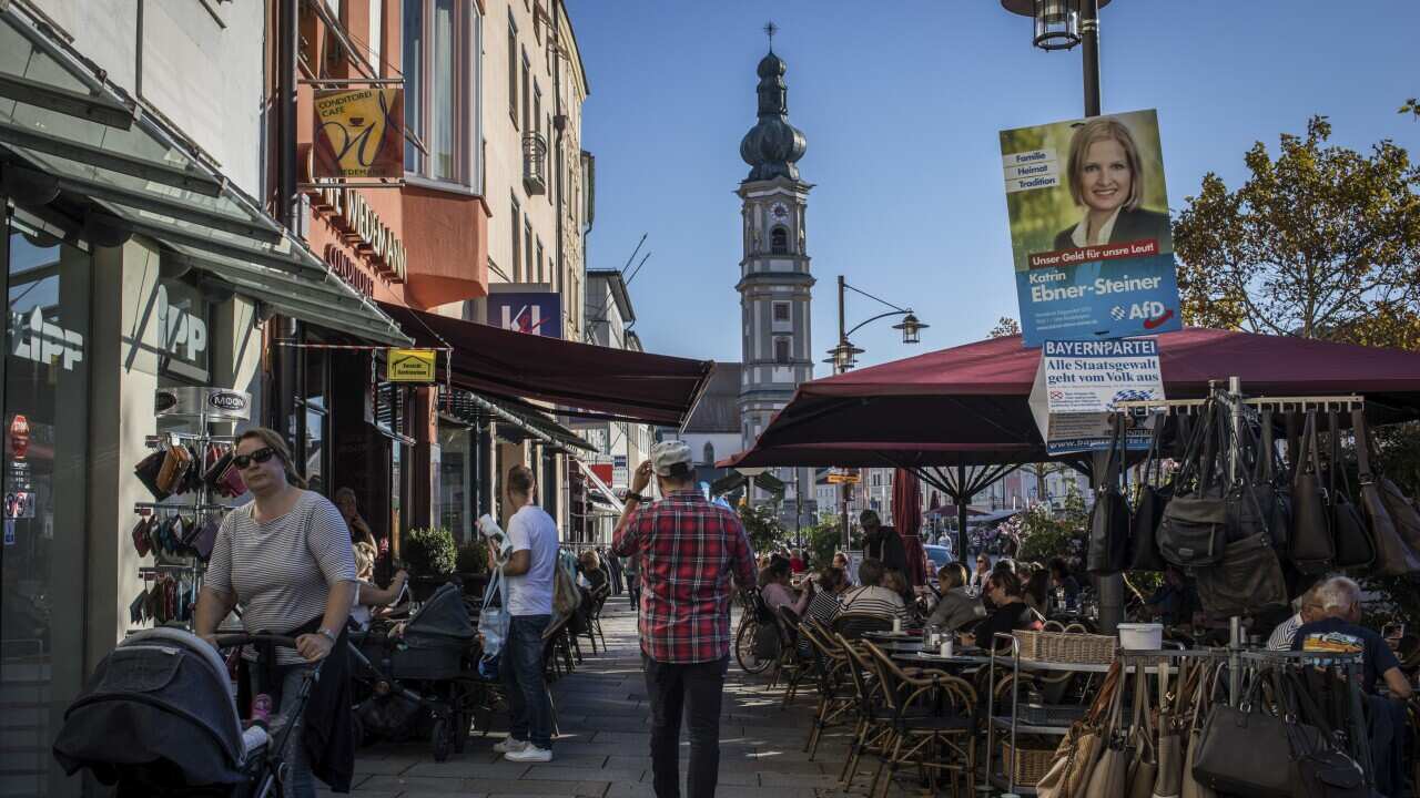 Election posters in the city center of Deggendorf, in the Bavarian state of Germany.
