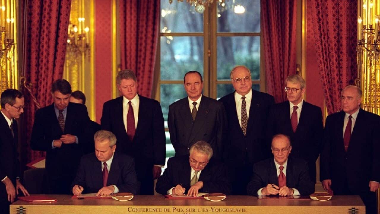 The signing of the Dayton Agreement in 1995