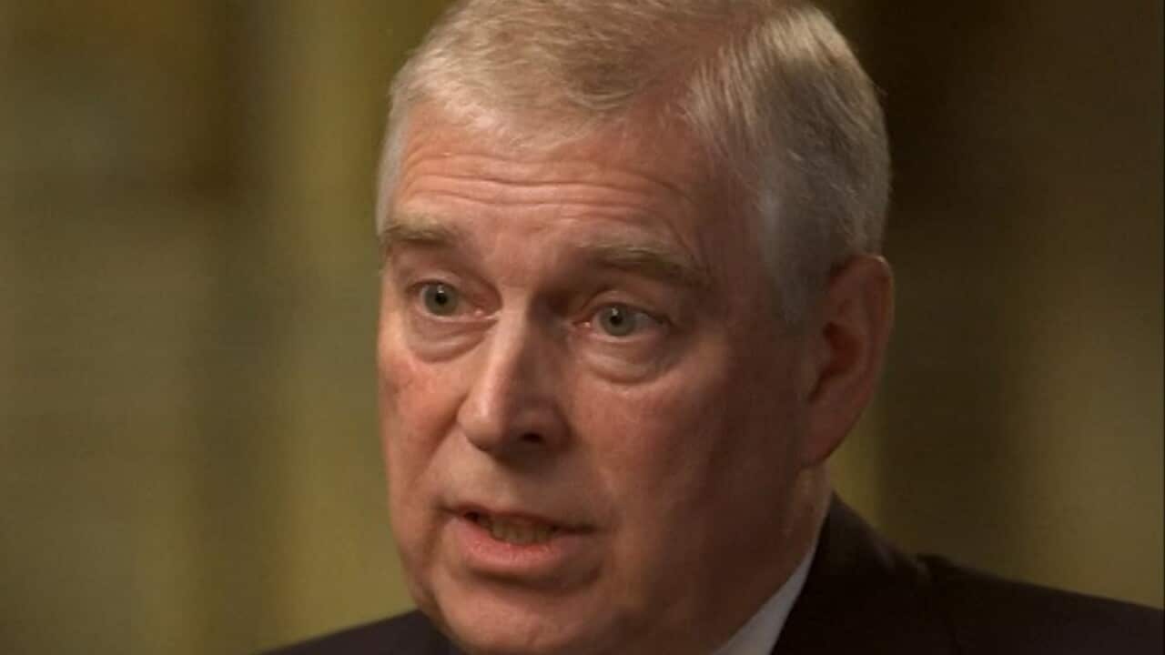A screengrab of Prince Andrew's interview with the BBC
