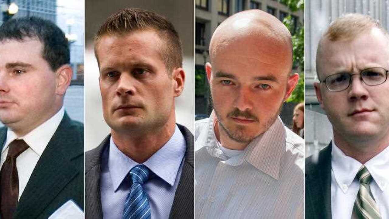 Blackwater guards, from left, Dustin Heard, Evan Liberty Nicholas Slatten and Paul Slough. (AAP)