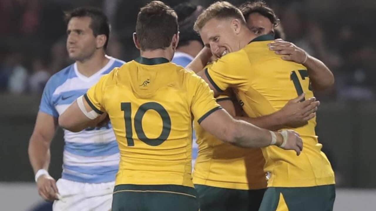 Australia's players celebrate Argentina win