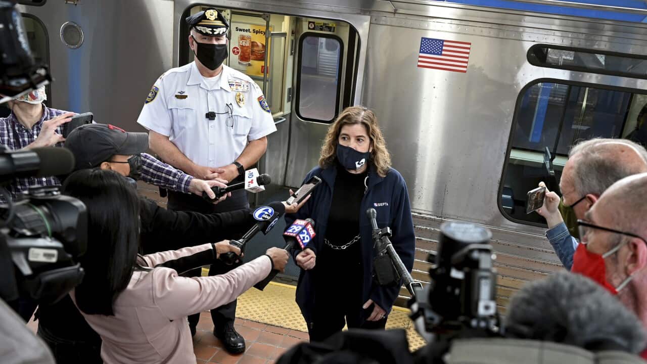 Police are seen in Philadelphia at the 69th Street Transportation Center, Monday, 18 October, 2021, following the brutal rape.