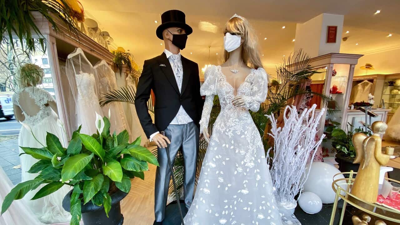 What the well-dressed COVID bridal couple might wear