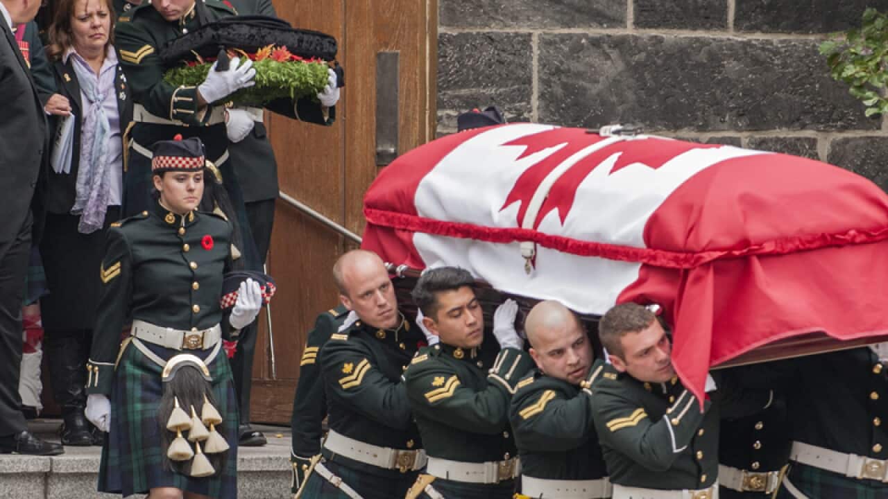 The casket of Corporal Nathan Cirillo