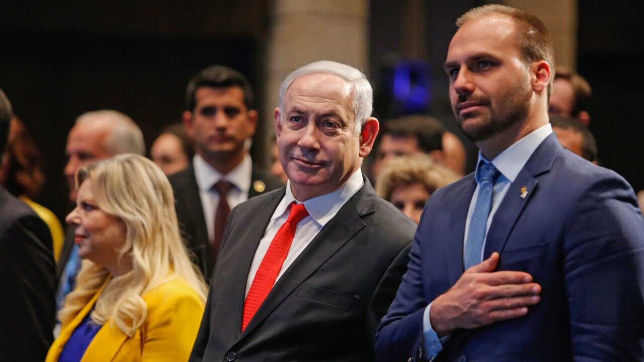 Israeli Prime Minister Benjamin Netanyahu and Brazilian Federal Deputy Eduardo Bolsonaro