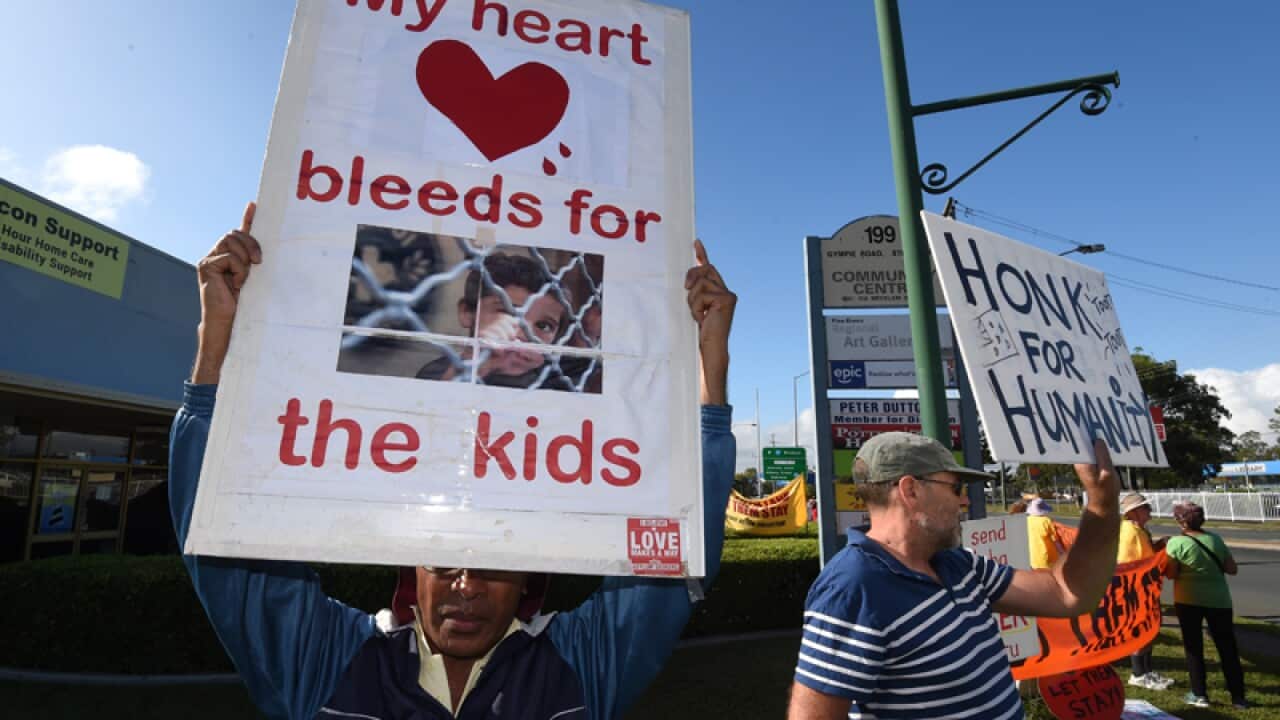 Refugee activist protest outside Peter Dutton's office