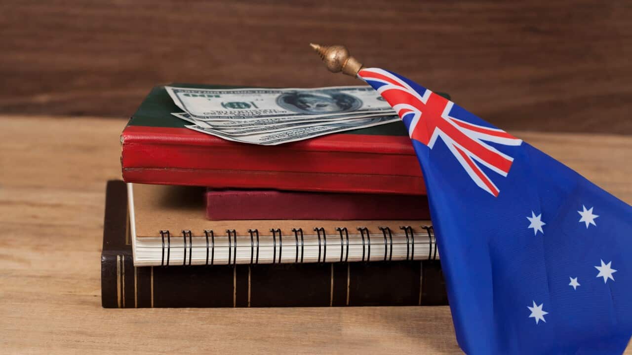 Education in Australia concept,passport on Australia flag