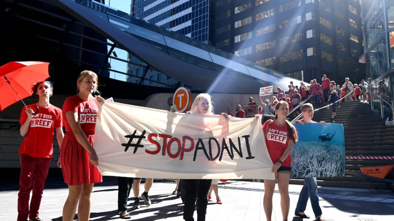 Protesters assemble at the Westpac Bank headquarters in Sydney