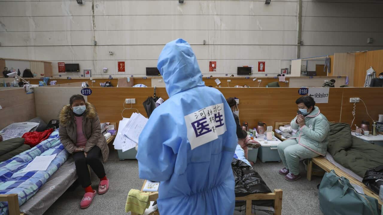 Patients at a temporary hospital in Wuhan.