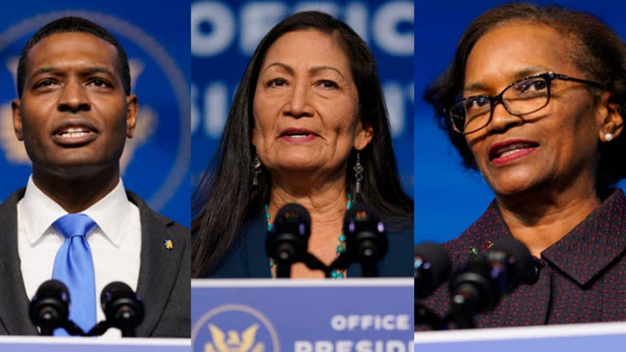 (L-R) Michael Regan, Deb Haaland and Brenda Mallory who are all key members of Joe Biden's environmental team.