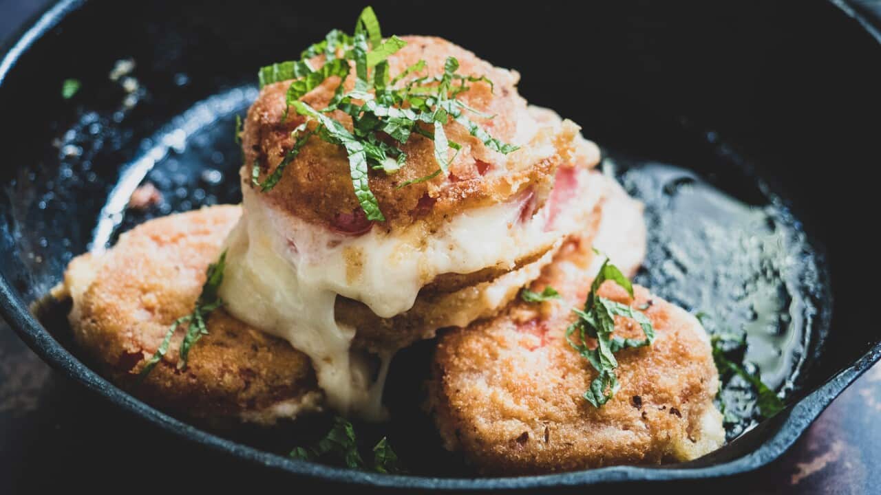 Fried crumbed tomatoes