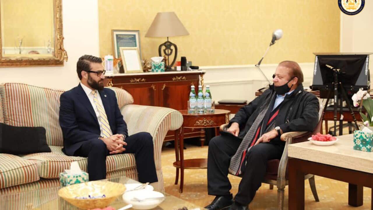 National Security council advisor Hamdullah Mohib meeting former Pakistan Prime Minister Nawaz Sharif