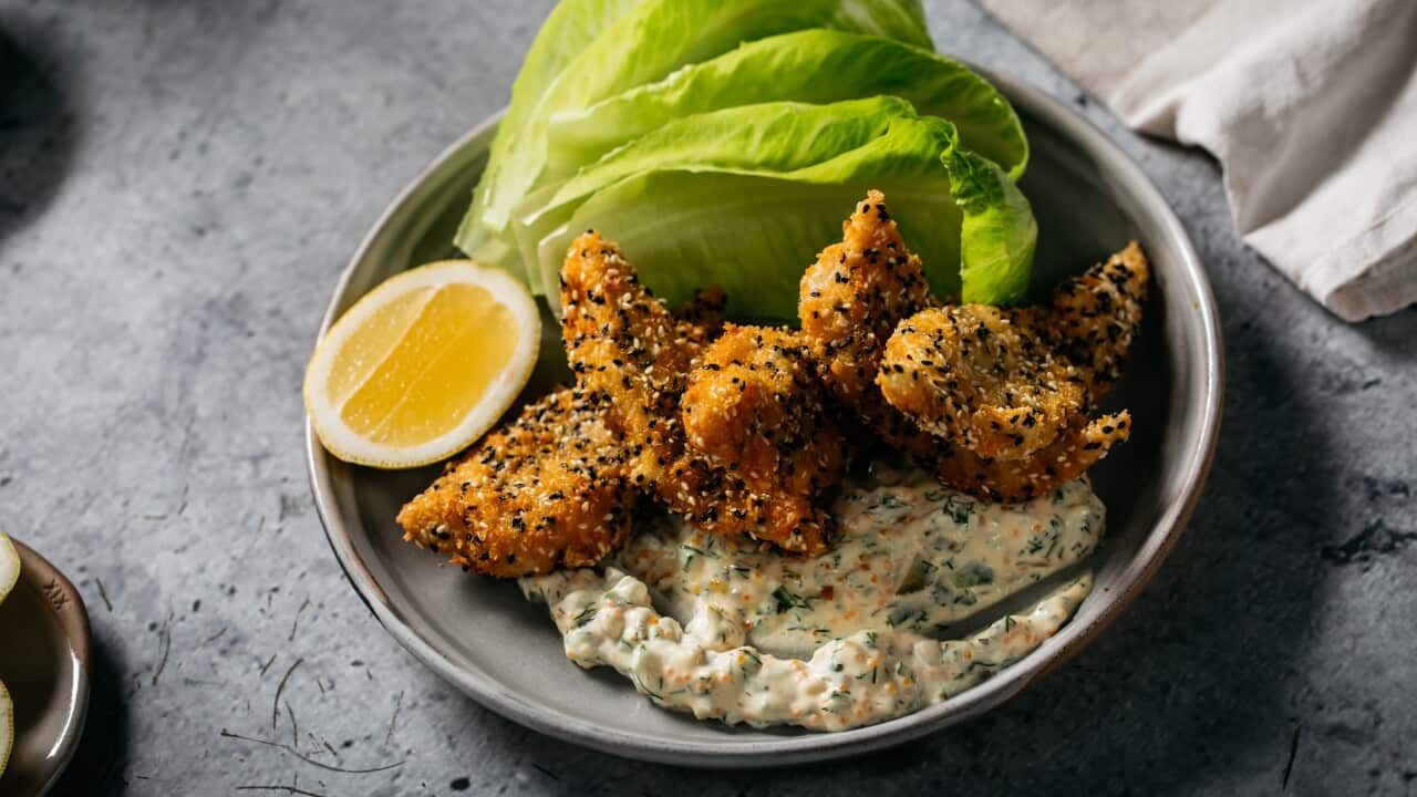 Panko crumbed fish fillets with Asian tartare