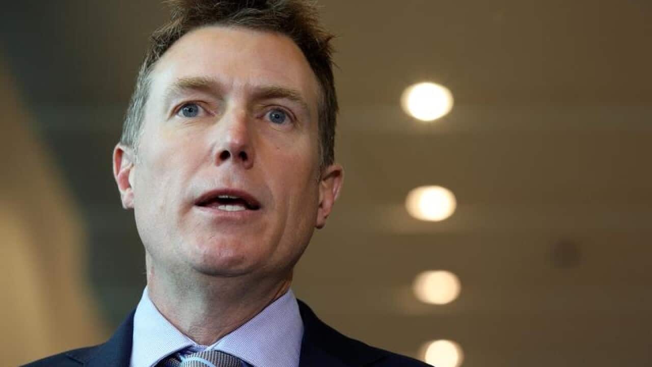 Attorney-General Christian Porter speaks to the media.