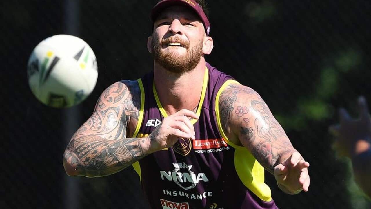 Josh McGuire during a Brisbane Broncos training session.
