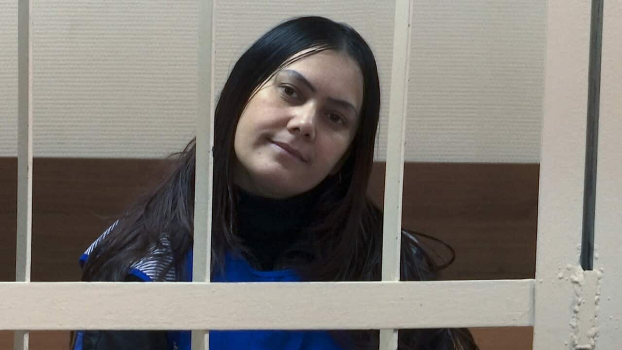In this frame grab made from the APTN footage, Gulchekhra Bobokulova from Uzbekistan appears in a court room in Moscow, Russia, Wednesday, March 2, 2016.