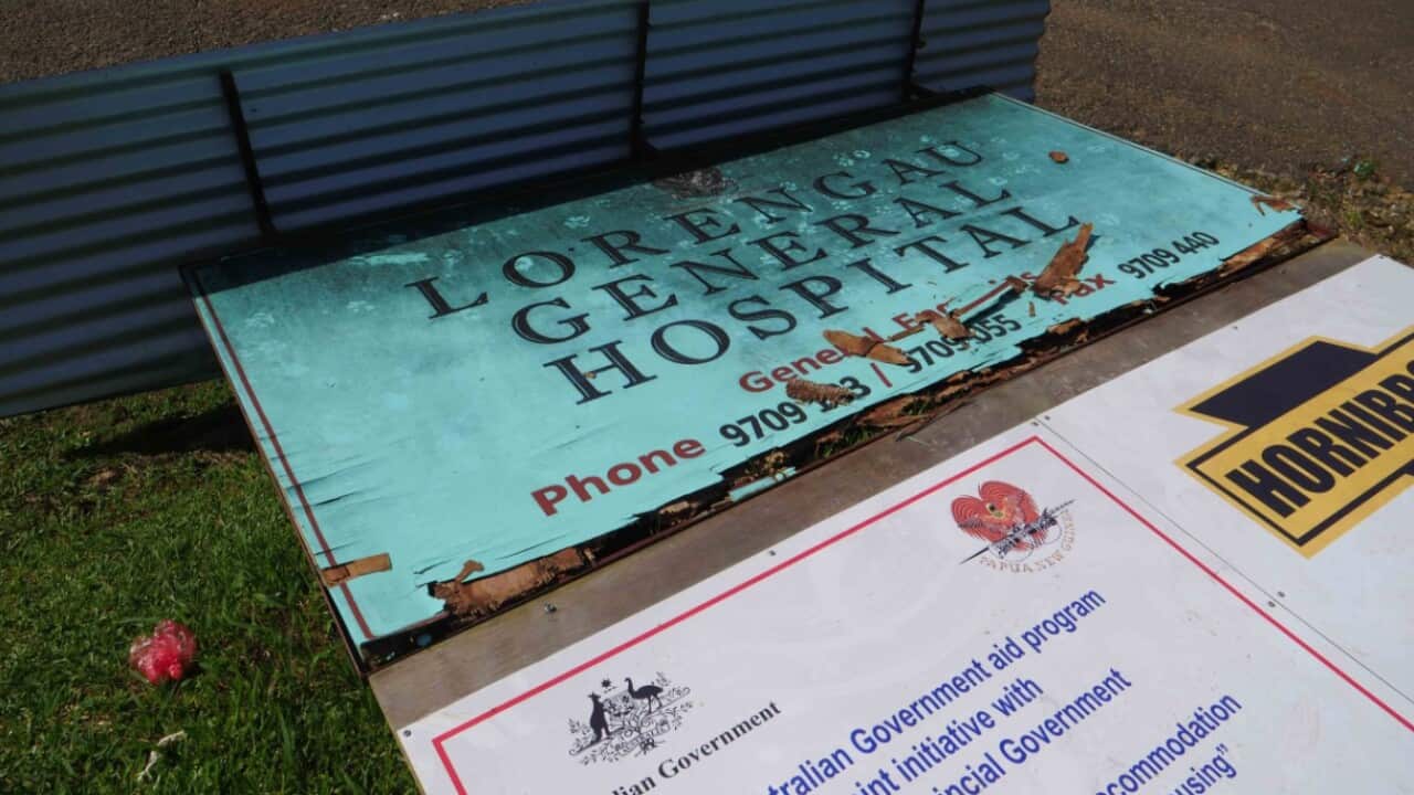 Supplied image obtained Thursday, May 17, 2018 of signage outside the Lorengau Hospital on Manus Island