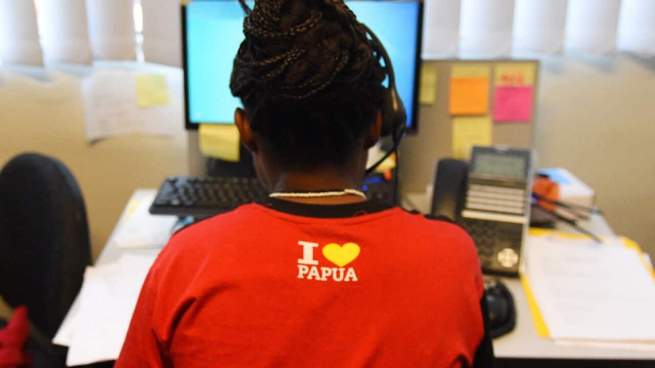 A councillor at the ChildFund PNG Domestic Violence Hotline Centre