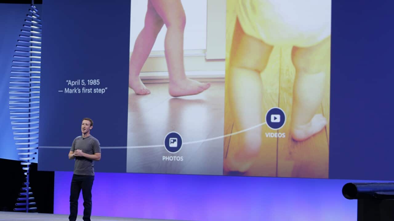 Facebook CEO Mark Zuckerberg during a Facebook conference