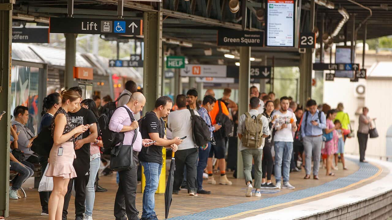 Commuters are seen at Central Station Sydney, Wednesday, January 10, 2018.