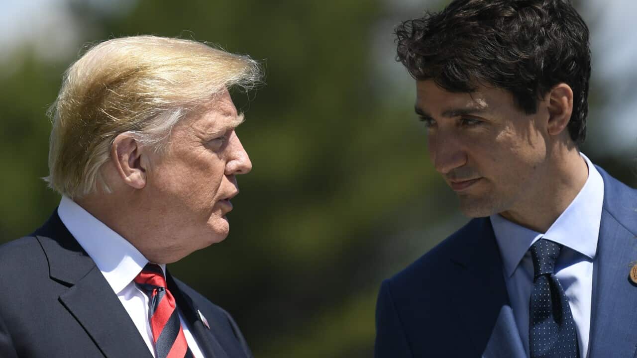 US President Donald J. Trump (L) and Canada's Prime Minister Justin Trudeau (R)