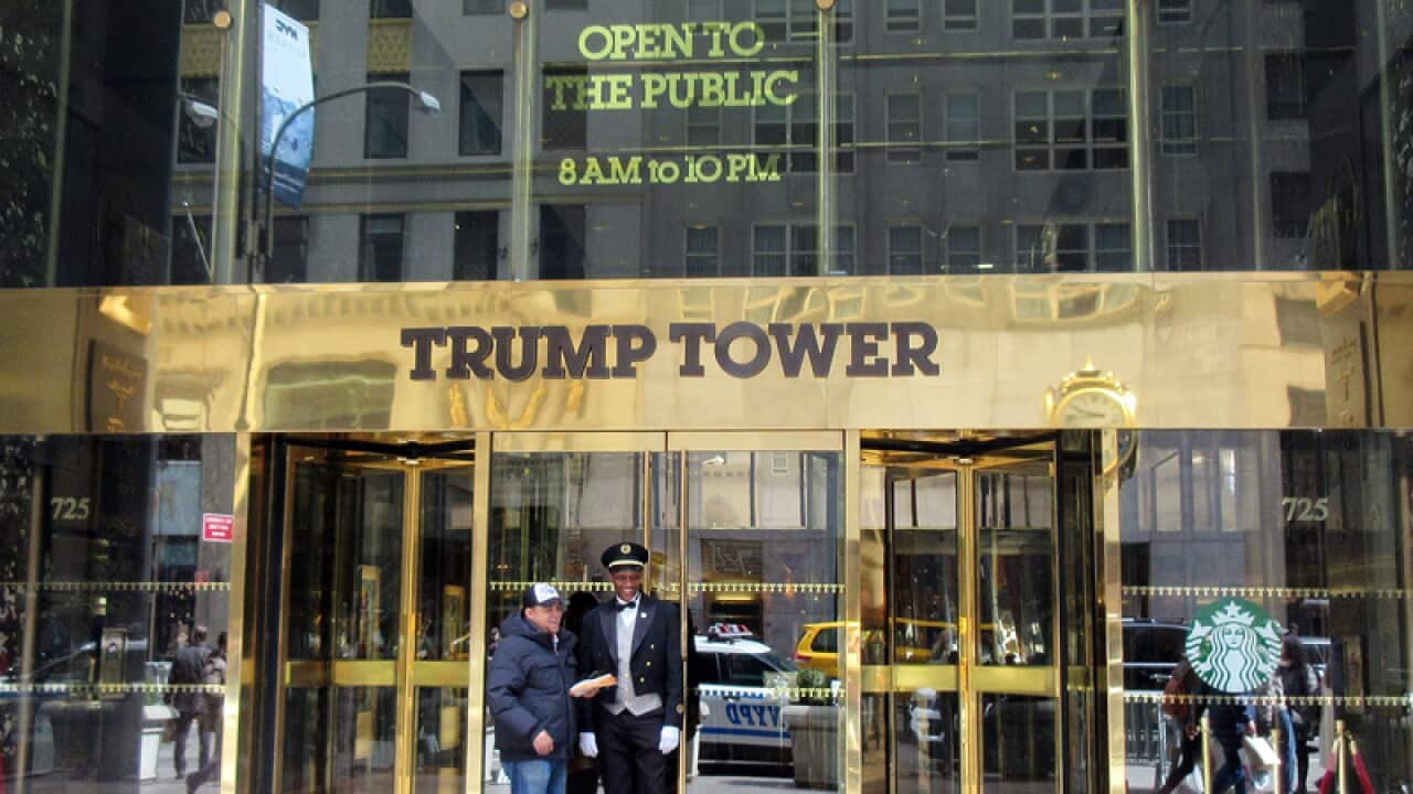 The entrance to Trump Tower in Manhattan