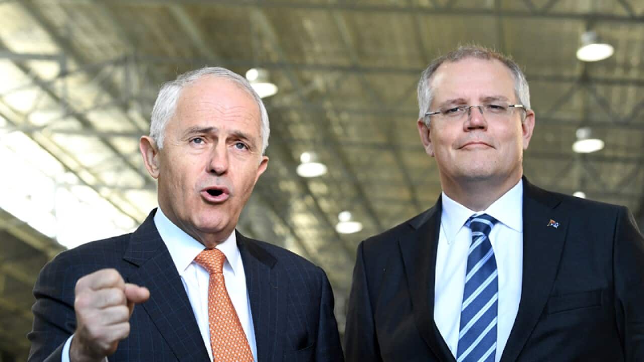 Malcolm Turnbull (left) and Scott Morrison tour Pacific Stone