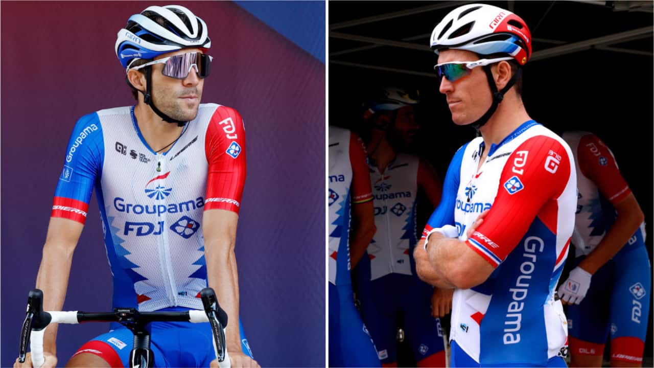 Thibaut Pinot (L) and Groupama-FDJ teammate Arnaud Demare.
