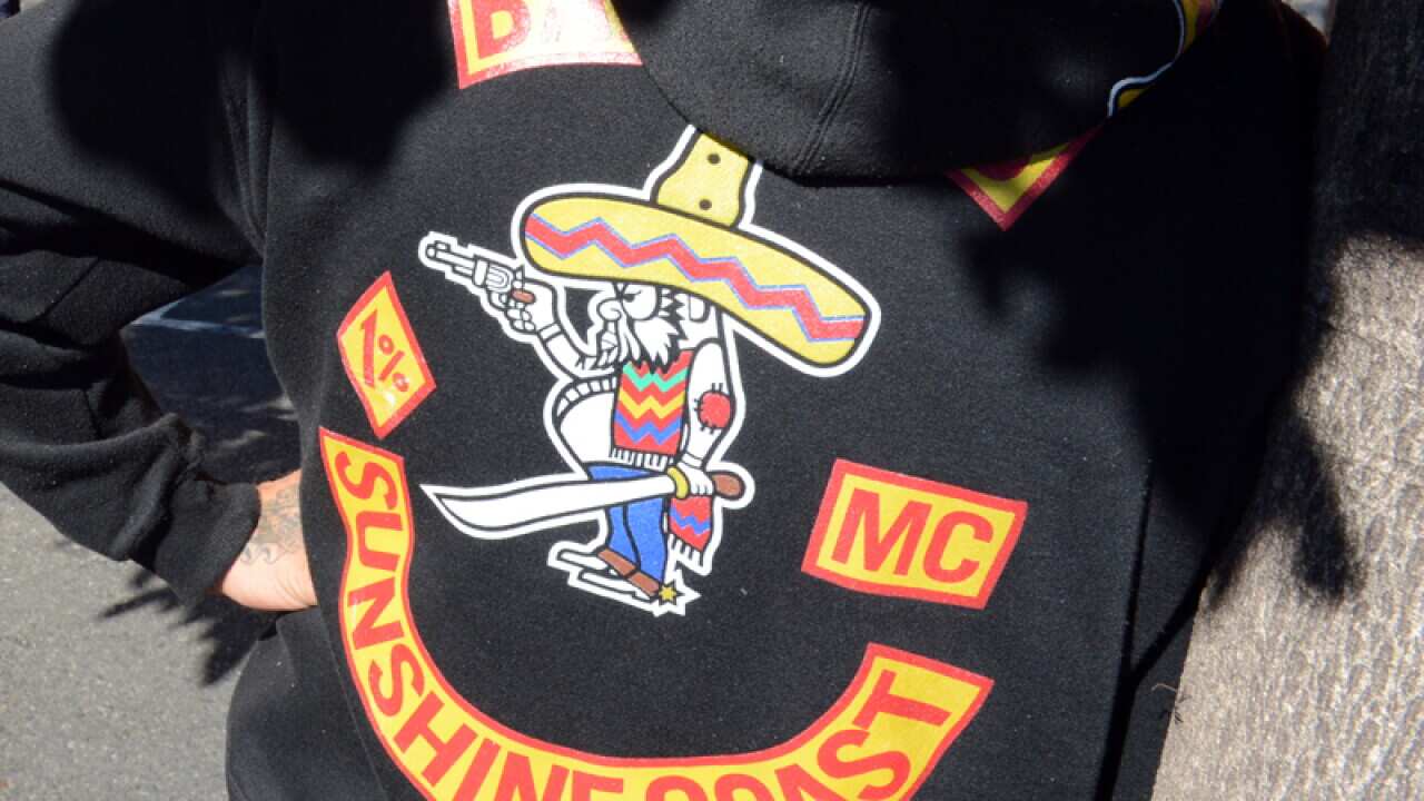 A jacket with the Bandidos motorcycle gang emblem