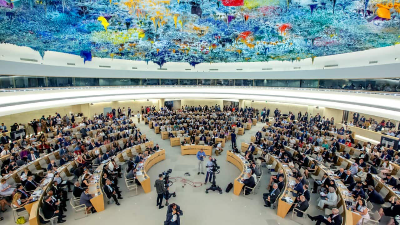 Delegates sit at the opening of the 41st session of the Human Rights Council in Geneva