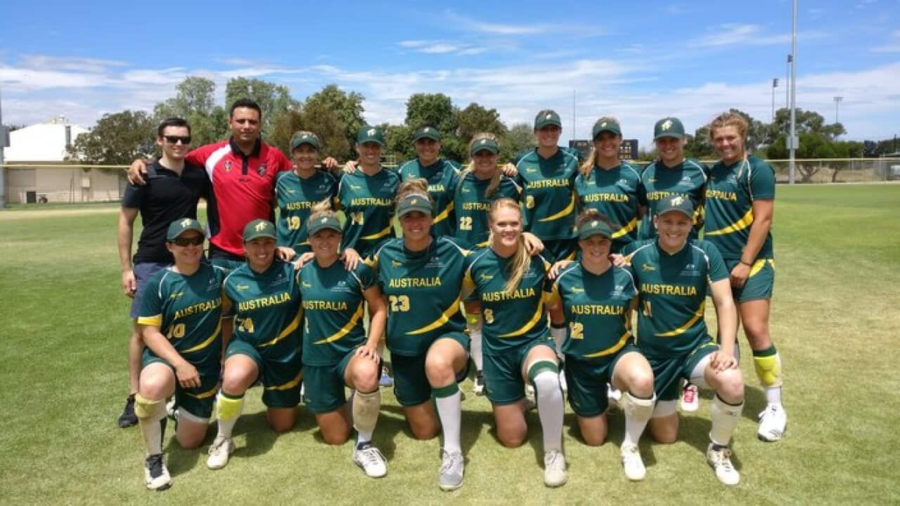 Bhargav Gaglani with Australian softball team
